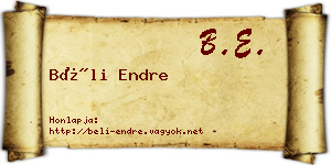 Béli Endre névjegykártya